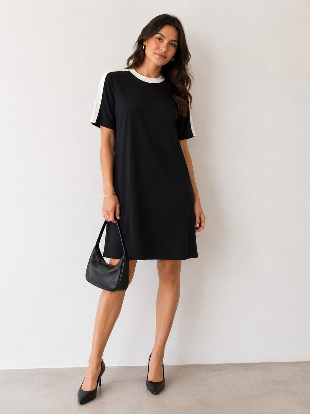 RAG & BONE || Black Shift Dress with White Trim. Sz. L